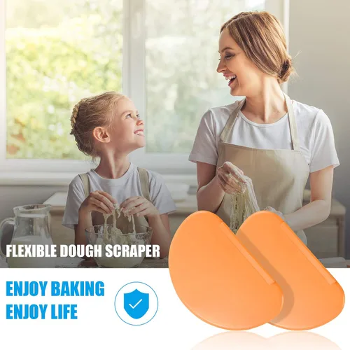 Vista 5 de Patelai 2 piezas de espátula raspadora de masa flexible multiusos curvada raspador de repostería de borde plano cortador para tartas, glaseado