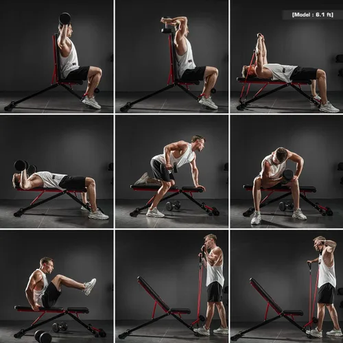 Vista 2 de Pelpo Adjustable Weight Bench, Folding Weight Lifting Bench, Workout Bench for Home, InclineDecline Bench for Full Body Workout