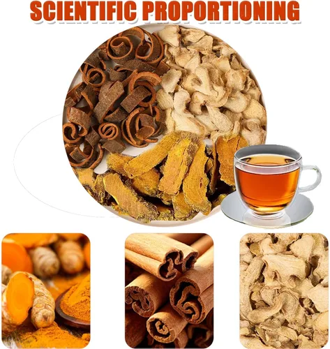 Vista 5 de Bolsas de té de cúrcuma, jengibre y canela, té de hierbas de cúrcuma y jengibre, 100% natural y sin azúcar, sin cafeína