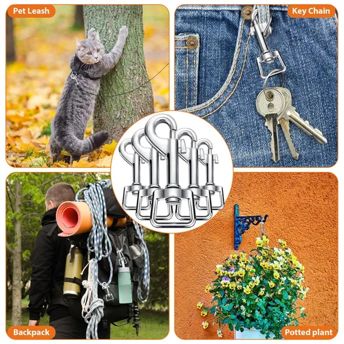 Vista 7 de Therwen 24 ganchos giratorios a presión para correa de perro, resistentes con hebilla tipo bandera de 2.76 pulgadas, ganchos de clip de un solo