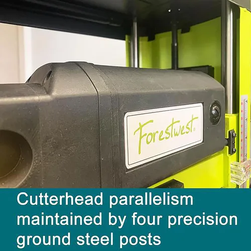 Vista 6 de FORESTWEST 10507, 13.6 Amp - Cepilladora de grosor de mesa de 13 pulgadas, 2 cuchillas de carburo SK5 de doble cara, verde y negro