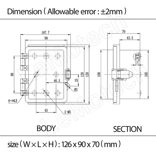 Vista 8 de LeMotech Caja Eléctrica, IP67 Impermeable con Bisagras Cubierta Transparente Pestillo de Acero Inoxidable Caja de Conexiones, Carcasa Eléctrica