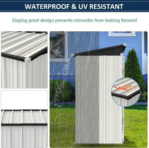 Vista 3 de Amopatio Cobertizo de almacenamiento para exteriores, cobertizo de jardín de metal galvanizado resistente, cobertizo de almacenamiento