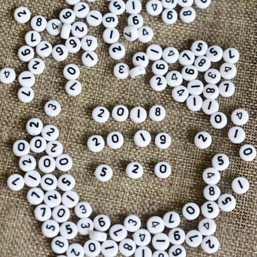 Vista 5 de 500PCS Acrylic Number Beads, 0-9 White Number Beads Bracelet Making Kits Jewelry Accessories for Jewelry Making DIY Necklaces