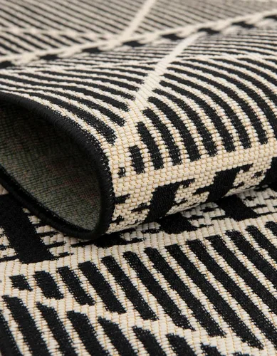 Vista 5 de Unique Loom Outdoor Trellis Collection - Alfombra de área - Dalyan (2 x 3 pies, rectangular, negro/natural)