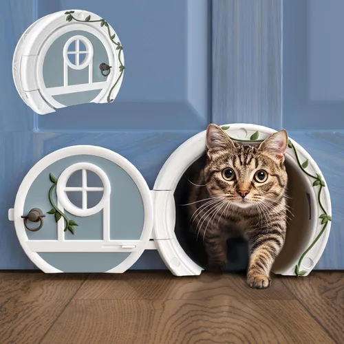 Gnome Puerta para gatos para puertas interiores, elegante y funcional sin solapa, con cerradura y fácil instalación, espaciosa puerta grande para