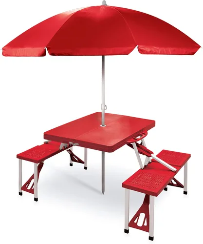 Vista 9 de PICNIC TIME Mesa de picnic plegable, mesa de camping, mesa al aire libre con agujero para paraguas with Umbrella Hole
