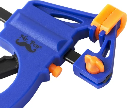 Vista 5 de Mr. Pen - Abrazaderas de barra para carpintería, 4", paquete de 2, azul, abrazaderas de agarre rápido para carpintería