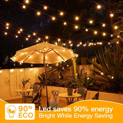 Vista 7 de Ollny 25FT Outdoor String Lights, Waterproof Connectable Shatterproof Outside Light with 13 Edison + 1 Spare LED Bulbs Plug in, Patio Lights for