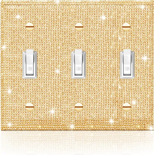 Vista 20 de Gaocai 4 piezas de placa de pared rosa plateado brillante cubierta decorativa interruptor de luz cubierta de interruptor de palanca única diamantes