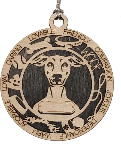 Vista 149 de Adorno de Navidad personalizado para perro Cavalier King Charles Spaniel, redondo de 3 pulgadas, madera cortada con láser de 2 capas, nombre y texto