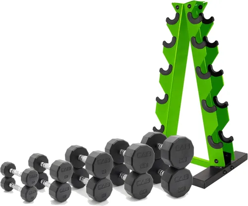 Vista 38 de CAP Barbell Juego de mancuernas hexagonales recubiertas de 150 libras con estante vertical Múltiples opciones