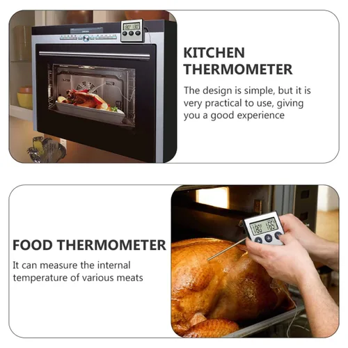 Vista 3 de Practical Kitchen Food Thermometer with Clip Oven Thermometer Accurate Cooking Temperature Gauge for BBQ Meat Baking Household Use