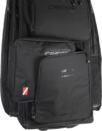 Vista 7 de Cressi Strong Large Capacity Roller Luggage Bag 115L with Backpack Straps - Moby 5 designed in Italy