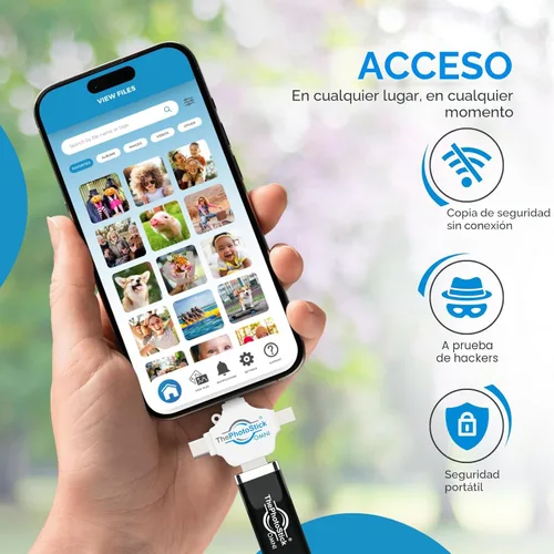 Vista 5 de ThePhotoStick® Omni - Unidad flash USB de 128 GB y Memory Stick – Copia de seguridad de fotos y videos para iPhone, Android, Mac y PC – Conexión