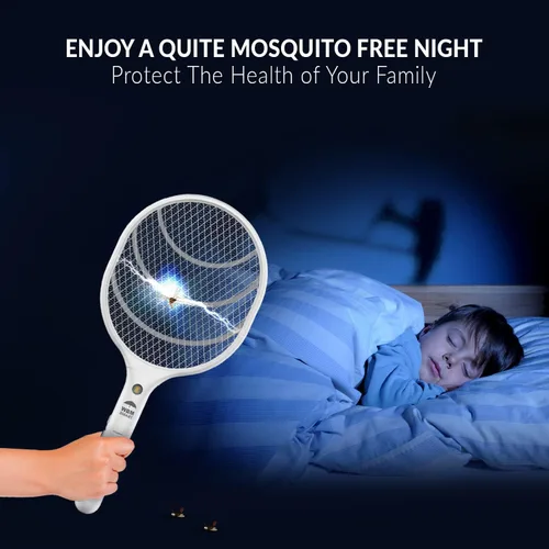 Vista 7 de WBM - Exterminador de insectos inteligente, raqueta eléctrica recargable, grande, 2