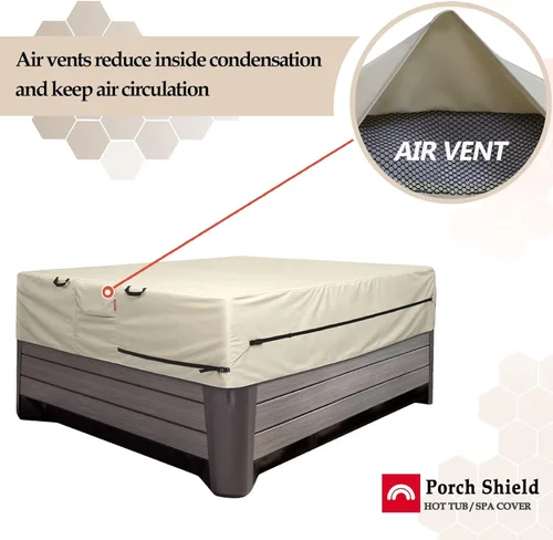 Vista 5 de Porch Shield Cubierta impermeable y resistente al desvanecimiento de 600D para bañera de hidromasaje de exterior 80 x 80 pulgadas, protector de SPA