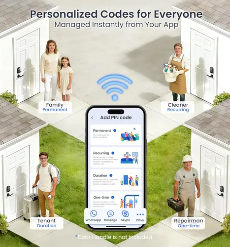 Vista 6 de Veise VE012W - Cerradura inteligente de huellas dactilares WiFi integrada, control remoto de aplicación, compatible con Alexa y Google Assistant