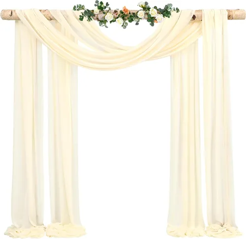 Vista 33 de Tela para Cubrir Arco de Boda, 4 Paneles 71 cm x 6,1 m Telas para Arco de Boda Azul Bebé para Ceremonia, Telas de Gasa para Decoración de Arco