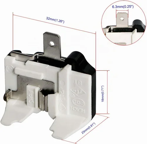 Vista 3 de Protector térmico de sobrecarga para refrigerador, 1/2 HP (375 W), compresor de congeladores, protector de sobrecarga térmica, congelador portátil
