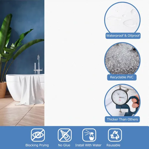 Vista 6 de HIDBEA - Película de privacidad esmerilada para ventana, adherencia estática sin adhesivo, bloqueo solar y ultravioleta, control de calor