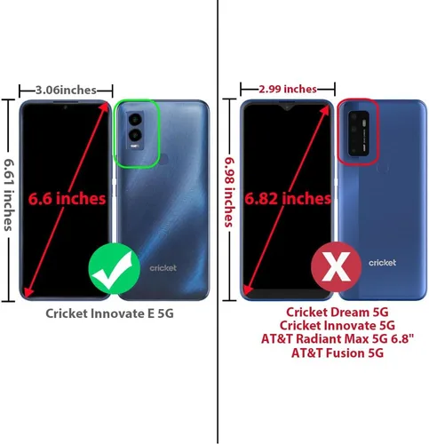 Vista 2 de TJS Funda compatible con Cricket Innovate E 5G (solo versión E, juego de 2 cámaras), con protector de pantalla de vidrio templado de doble capa