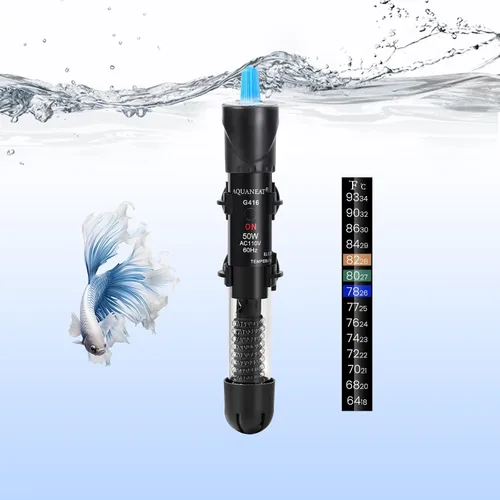 Vista 13 de AQUANEAT Calentador de acuario, calentador de tanque de peces de 25 W, termostato de agua sumergible ajustable con termómetro