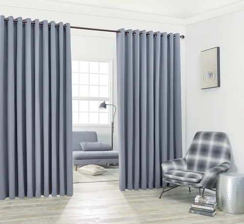 Vista 7 de LinenZone Paneles de cortina negros extra anchos con 2 alzapaños a juego. Úsalo como cortinas de pared, separadores de habitación de cortina