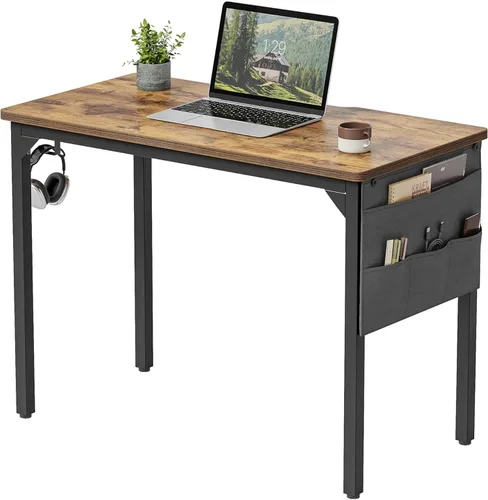 Vista 90 de CubiCubi Escritorio para computadora, escritorio pequeño de oficina en casa de 40 pulgadas, mesa de PC de estilo moderno y simple para el hogar