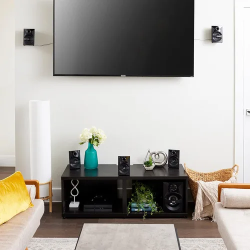 Vista 2 de Goldwood Bluetooth 5.1 Sistema de altavoces de cine en casa con pantalla LED, sintonizador FM, entradas USB/SD, juego de 6 piezas con control