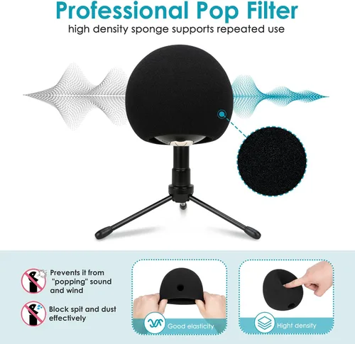 Vista 5 de YOUSHARES Soporte de micrófono con cubierta de espuma, soporte de brazo de brazo de micrófono, filtro pop compatible con micrófono de bola de nieve