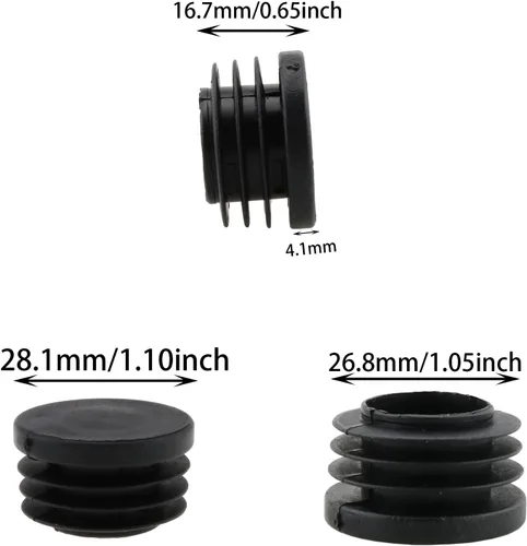 Vista 2 de Tapones redondos Plug DGZZI de plástico negro de 1.102 in, 24 unidades, tapa de extremo de silla negra Furnigear