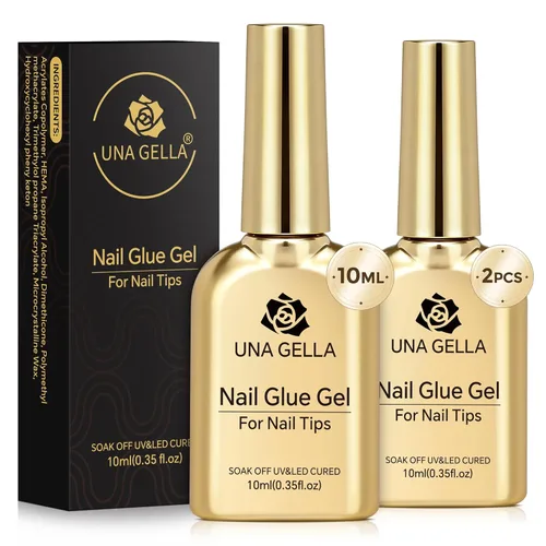 Vista 26 de UNA GELLA 216 puntas de uñas de almendra medianas, uñas postizas de gel preformadas para cobertura completa, uñas postizas francesas acrílicas