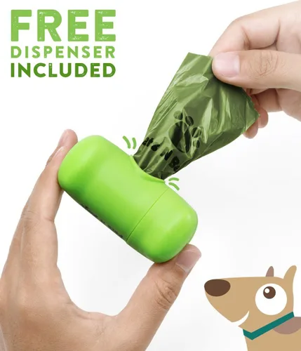 Vista 3 de Bolsas para excrementos, respetuosas con el medio ambiente, bolsas de basura para perros, biodegradables, rollos de repuesto, incluye dispensador