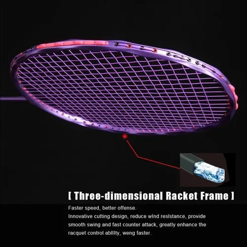 Vista 6 de QDLZLG 5U 75g 30Lbs Full Carbon Fibre Twist Frame Badminton Racket with Free Tied