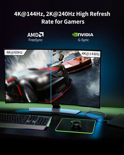 Vista 2 de Cable USB C a DisplayPort 1.4 Silkland 1 m [8K@60Hz, 4K@144Hz 120Hz, 2K@240Hz], Cable Tipo C a DP de 5K, [32.4 Gbps, Compatible con Thunderbolt 4/3]