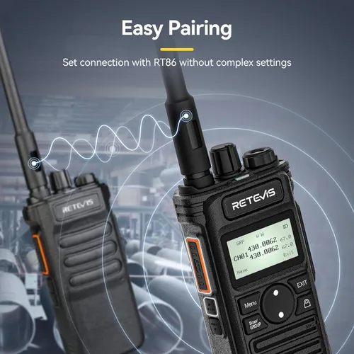 Vista 8 de Retevis RT86S (2ª generación RT86) Walkie Talkie de largo alcance, radio profesional de 2 vías con micrófono, servicio pesado, llamada grupal, NOAA