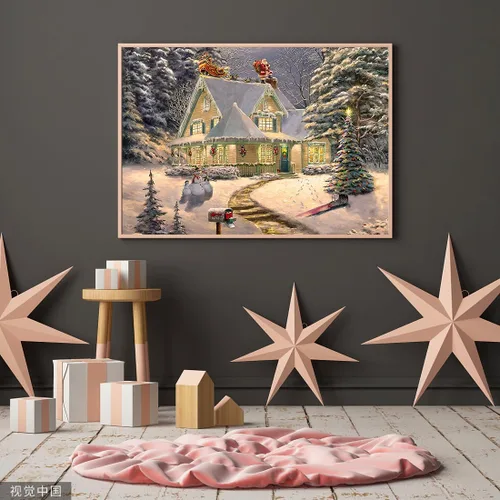 Vista 5 de 1000 piezas para rompecabezas de Navidad, rompecabezas para adultos de 1000 piezas en adelante, rompecabezas de Navidad con escena de nieve y noche