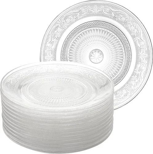 Frcctre Paquete de 12 platos de ensalada de vidrio, platos pequeños de postre de vidrio de 7 pulgadas, plato de fruta, aperitivo, platos de