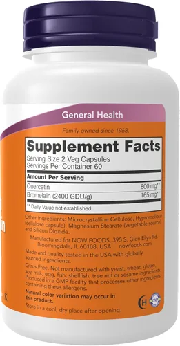 Vista 3 de Now Foods Quercetina con bromelina, 120 CT