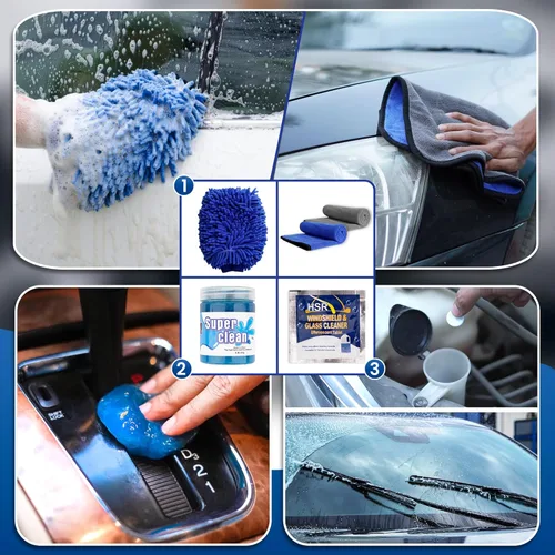 Vista 5 de Kit de Detalles de Coche de 17 piezas para Interior y Exterior, Kit de Limpieza de Coche con Juego Profesional de Cepillos para Detalles de Coche