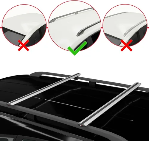 Vista 2 de Compatible with Dacia Sandero Stepway 2008-2012 Basic Model Car Roof Rack Cross Bar Grey Aluminium 2 Bars