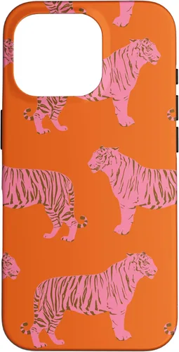 Vista 19 de Pink Orange Tiger Pattern Trendy Boho Aesthetic Big Cats Case for iPhone 17