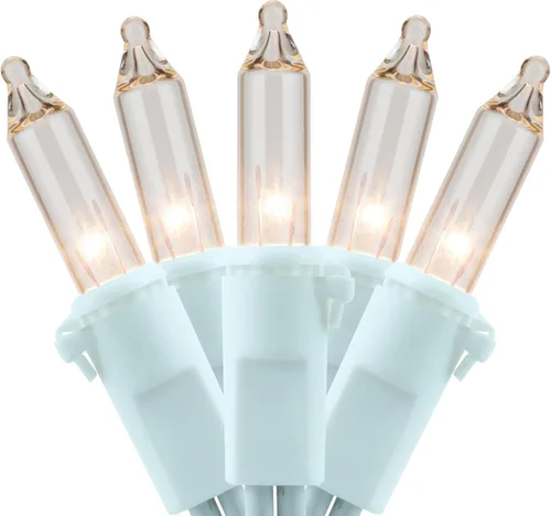 Vista 12 de YULETIME 200 luces de Navidad naranjas, paquete de 2 juegos de 33 pies, 100 luces incandescentes con certificación UL (naranja - cable blanco)