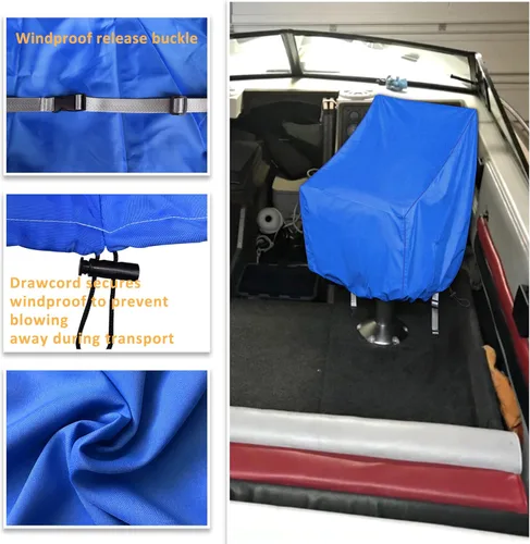 Vista 5 de Kintaki Funda de asiento de barco, 600D impermeable para asiento de lancha, resistente a la decoloración y pedestal para silla de pontón, protección