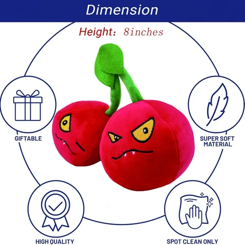 Vista 8 de Dyharnsty Plants vs Zombies Muñecos de Peluche de Plantas Suaves, Juguetes Plants vs Zombies PVZ de Peluche (Cherry Bomb)