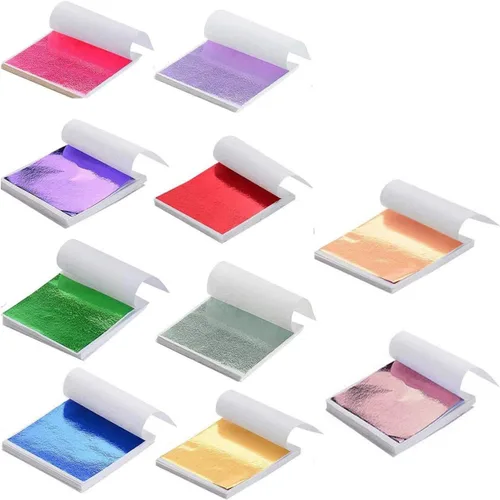 Tamicy 500 hojas de 10 colores metálicos de papel de hoja dorada – papel de aluminio para decoración de muebles dorados, uñas de bricolaje, artes,