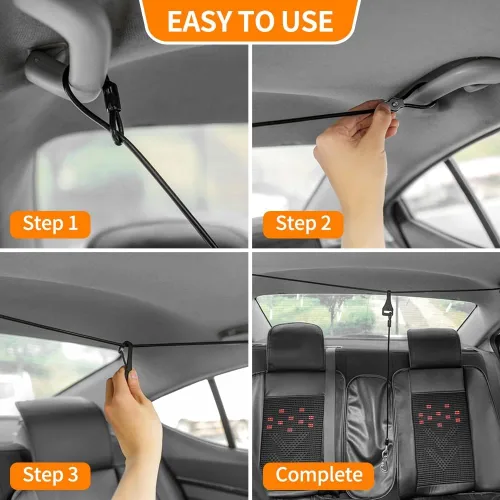 Vista 4 de Cinturón de seguridad para perro, arnés de automóvil con cuerda de alambre revestida, tirolesa para perro Happy Ride, cable de sujeción de seguridad