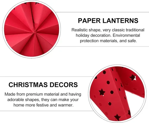 Vista 6 de HOMSFOU 2 unids Navidad papel estrella linterna pantalla 3D papel estrella colgante decoración estrella luz linterna de papel Navidad fiesta