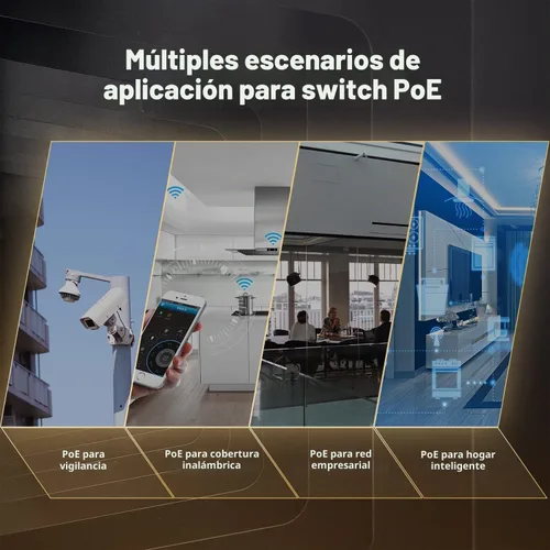 Vista 8 de MokerLink Switch administrado en red PoE de 9 puertos y 2.5 Gigabit con 1 puerto SFP de 10G, 8 x PoE IEEE802.3af/at, 120W, conmutador de red sin
